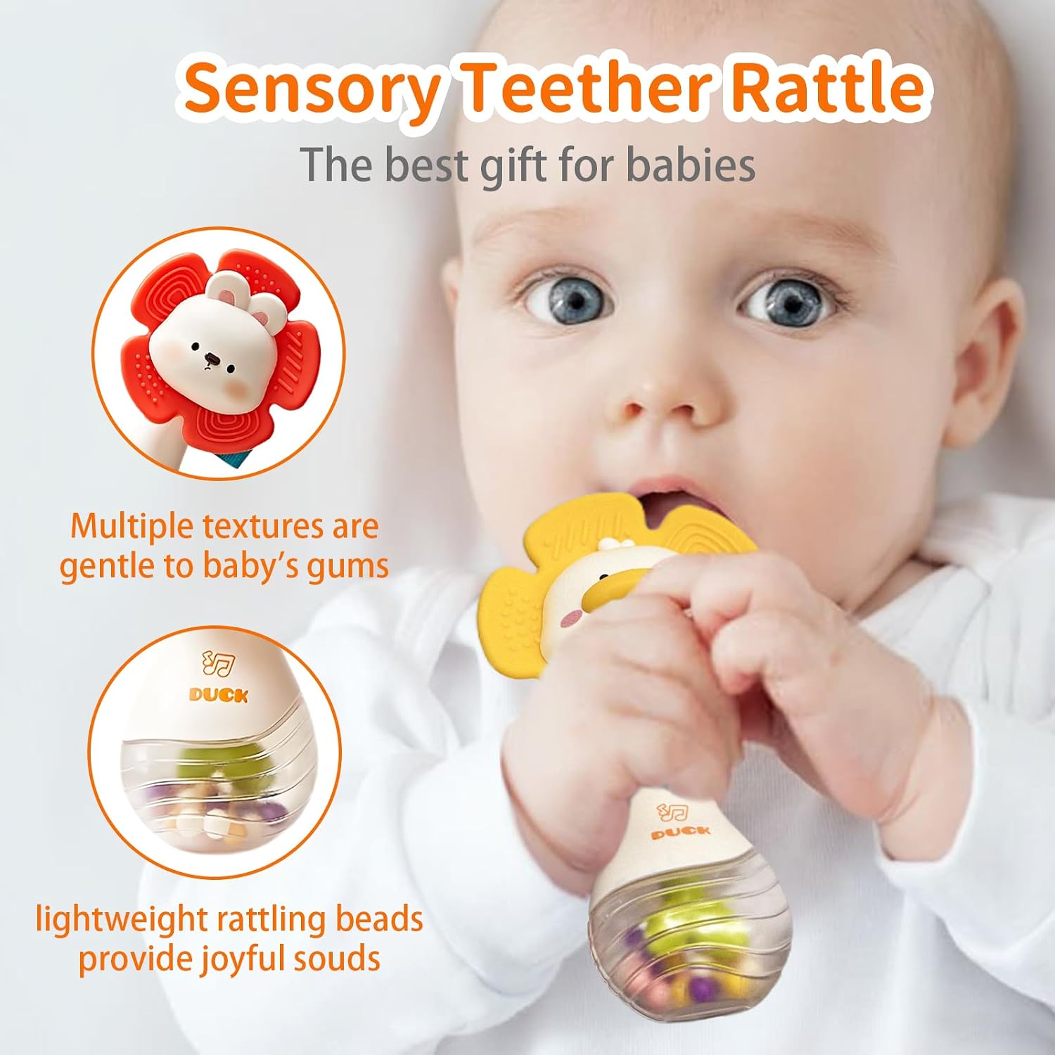 2PCS Montessori Baby Rattles