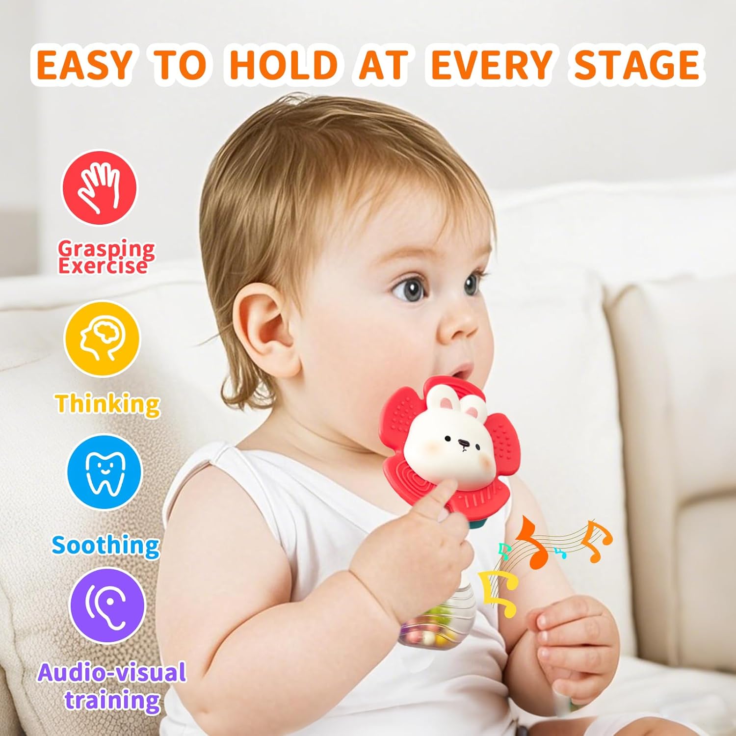 2PCS Montessori Baby Rattles